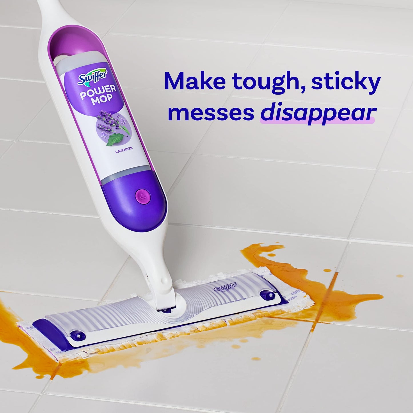 Swiffer Power Mop Refill Solution, Floor Cleaner for Mopping Tile, Vinyl, Laminate, Wood in Home, Bathroom, Kitchen, All Purpose Multi-Surface Solution for Floor Cleaning, Lavender Scent, 50.6oz
