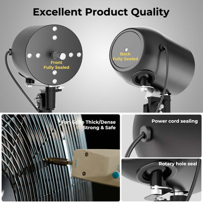 FUGOO High-Velocity Quiet Outdoor Oscillating Wall Mount Fan with Remote, 24 Inch-6000 CFM, Waterproof, Brushless DC Motor, 50% Energy Savings for Patios, Garage, Workshop