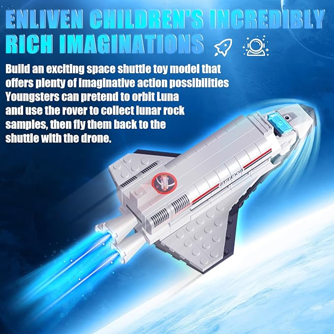 Space Exploration Shuttle Toys for 6 7 8 9 10 11 12 Year Old Kids Girls Boys 12-in-1 STEM Projects Rocket Building Toy Kit with 3 Astronauts Airplane Rocket Set Gift idea for Ages 6 + 885 Pcs