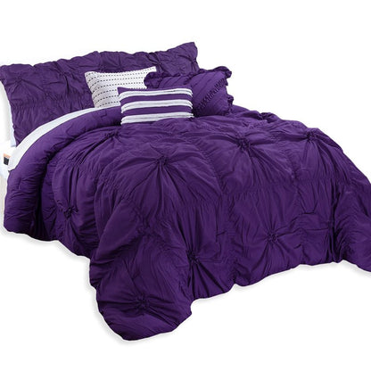 Elegant Comfort Amy 12-Piece Oversized Comforter, Bed-in-a-Bag Including 6-Piece Sheet Set Featuring Smart Pockets and Matching Decorative Pillows, Amy 12PC Oversized Comforter, Cali King, Purple