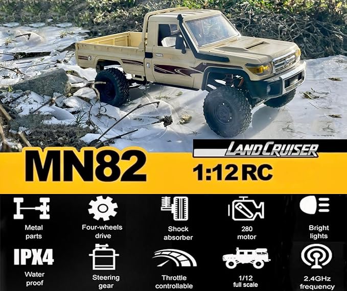 RC Rock Crawler 4x4 RC Truck Toyota LC79 1/12 Remote Control Truck MN82 RC Crawler Off Road Pickup 2.4G All Terrain 280 Motor Proportional Throttle Steering RTR Hobby Toy Adult