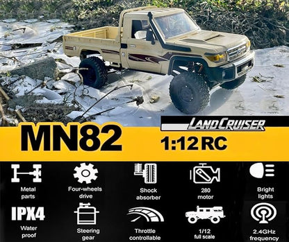 RC Rock Crawler 4x4 RC Truck Toyota LC79 1/12 Remote Control Truck MN82 RC Crawler Off Road Pickup 2.4G All Terrain 280 Motor Proportional Throttle Steering RTR Hobby Toy Adult