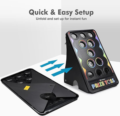 WinSpin Mini 25x14 Prize Drop Board &amp 41x25 Bean Bag Toss Game Foldable Stand with 8 Playing Pucks &amp 5 Bean Bags for Carnival Events