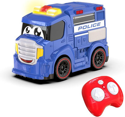 Remote Control Police Car Truck Toy Cars for Toddlers 1-3 with Sirens &amp Flashing Lights Cartoon RC Emergency Vehicle for Kids 3-5 Boys &amp Girls