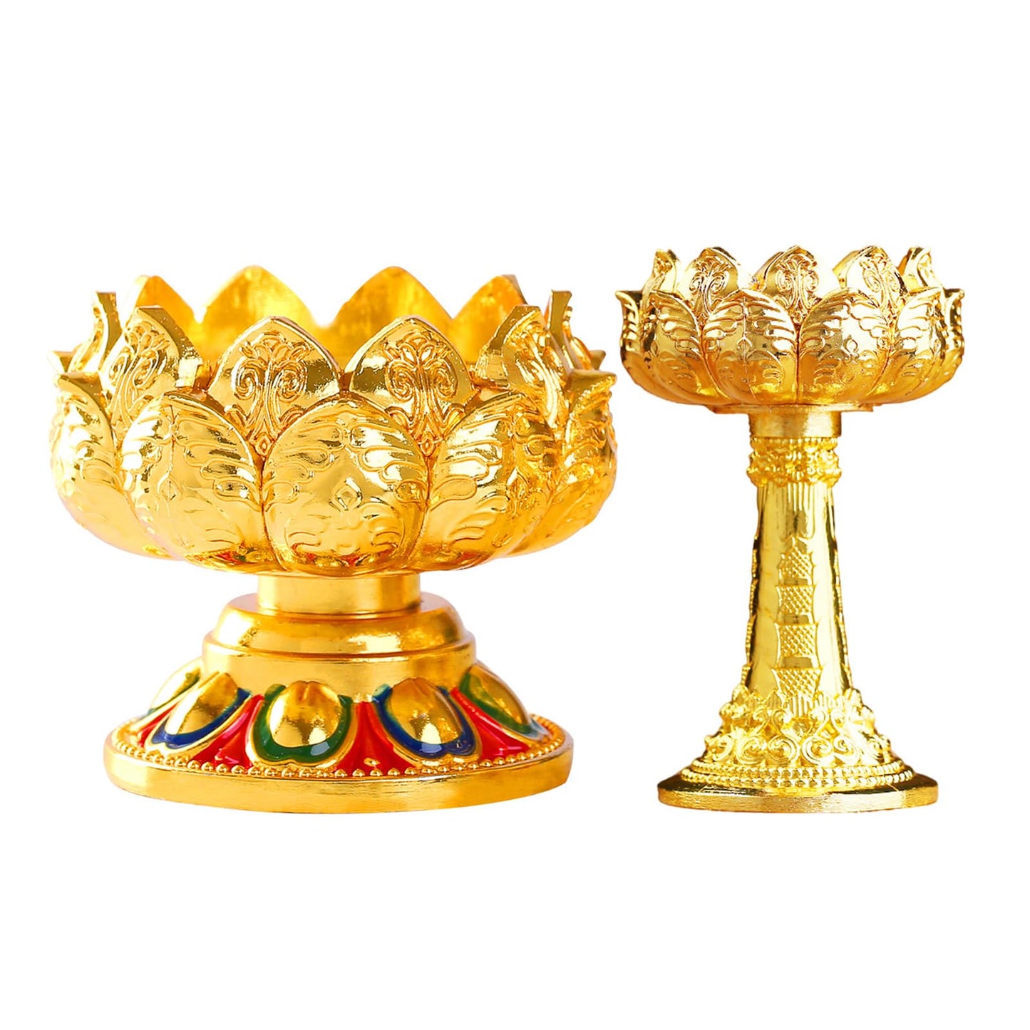 Iron Holder Lotuss Shape Candlestick Holder Table Centerpieces for Temples Kitchen Dining Table Housewarmings Lotuss Butter Lamp