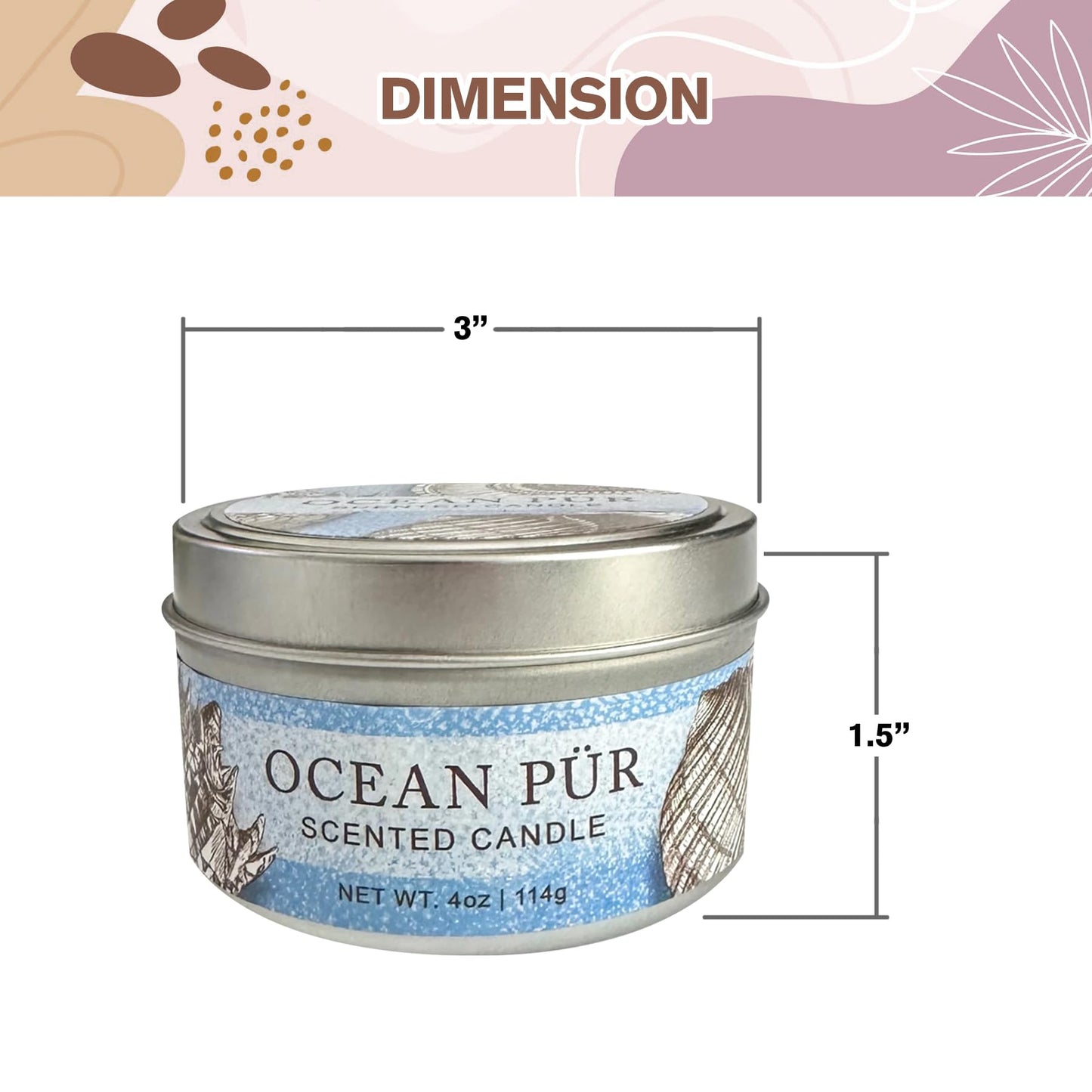 Greenwich Bay Hand-Poured Scented Candle in Decorative Tin – 4 oz/114 g Travel Candle with Lead-Free Wick, Vegetable Wax, Long-Burning Aromatherapy Gift, Single Wick – Made in USA (Ocean Pur)
