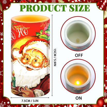 Retisee 3 Pcs Christmas Flameless Candles with Remote Timer Real Wax LED Flickering Pillar Candle White Cold Light Battery Operated for Home Window Xmas Gift Winter Holiday Decor(Red Green)