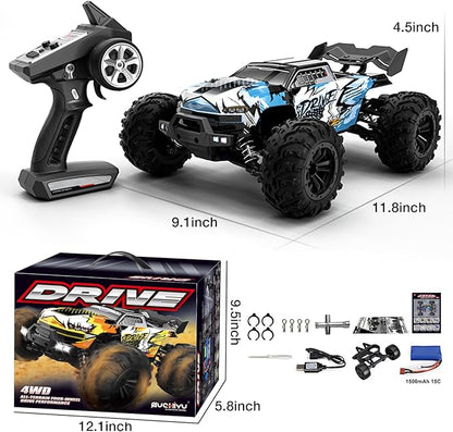 1/16 Brushless Fast RC Car for Adults Top Speed 43mph Electric Off-Road RC Monster Trucks 4X4 Remote Control High Speed RC Car for Hobby Toy Gifts (Blue)