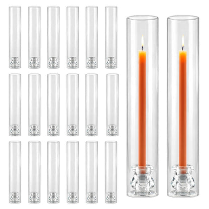 20 Pack Glass Hurricane Candle Holders 12.6" Open Ended Candlestick Holder Tubes Clear Bottomless Cylinders Suitable Taper LED Candles for Wedding Party Christmas Table Centerpiece Decor