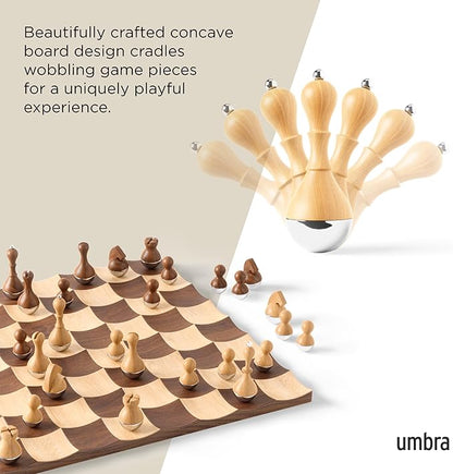 Umbra Wobble Chess Set Walnut