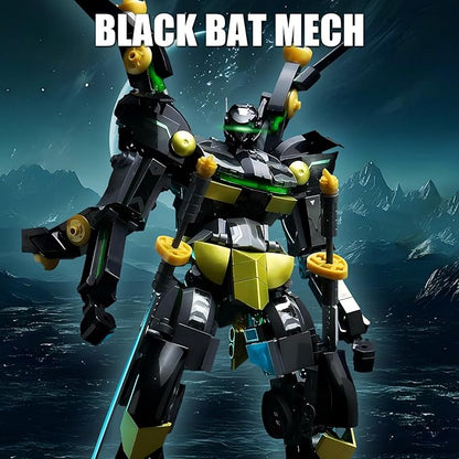 HIGH GODO Black Bat Mech Building Blocks Set for Adults Robot Model Building Kit with Wings and Swords Weapons 534 Pieces Creative Collectible Gift for Teens