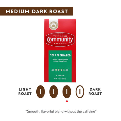 Community Coffee Medium-Dark Roast 23 Ounce, Decaffeinated Ground Coffee, 23 Ounce Bag (Pack of 2)