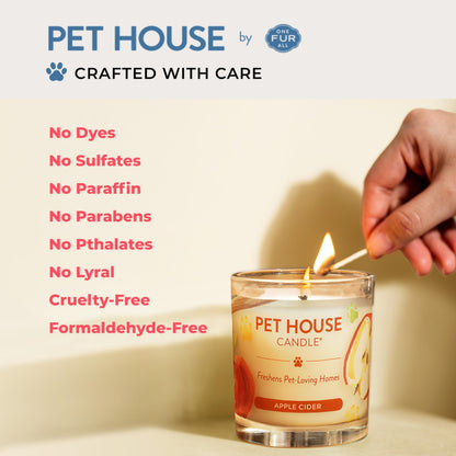 Pet House Candles, Clean Long-Burning, Scented Pet Friendly Candles, Plant-Based, 60 Hour Burn Time - Fresh Cut Roses, 9 oz