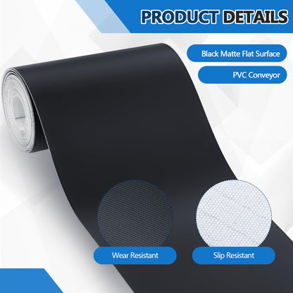 Lounsweer 12 Inch Wide 25 Foot Length Black Conveyor Belt Material PVC 120 Cover One Side Conveyor Belt Extra Long Fiber Fabric Bottom Layer Industrial Drive Polyester Repair Conveying Belts