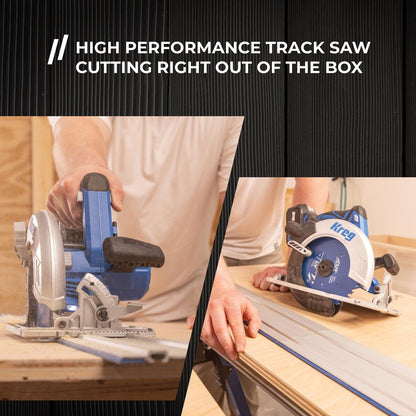 Kreg Accu-Cut + Ionic Drive 7-1/4" Circular Saw Project Kit - Cordless Guided Cutting System with Brushless Motor, Guide Track, 40-Tooth Blade, Battery & Charger - KPTCS7252700B