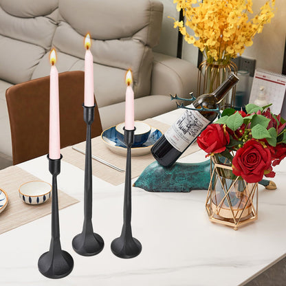 Iron Taper Candle Holder,Tall Black Candlestick Holders Decorative Candle Stand,Candle Holder Set of 3
