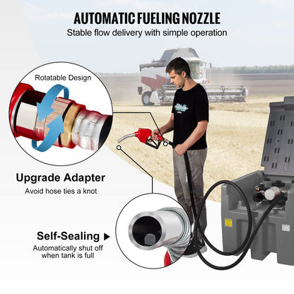 VEVOR Portable Diesel Tank, 58 Gallon Capacity & 10 GPM Flow Rate, Fuel Tank with 12V Electric Transfer Pump and 13.1ft Rubber Hose, PE Diesel Transfer Tanks for Easy Fuel Transportation, Grey