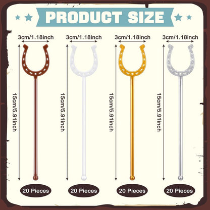 Teenyyou 80 Pcs Derby Drink Stirrers Bulk 5.9 Inch U Shaped Horseshoe Plastic Swizzle Sticks Horse Racing Coffee Cocktail Stirrers Reusable Horse Racing Beverage Stir Stick for Home Coffee Bar Kitchen