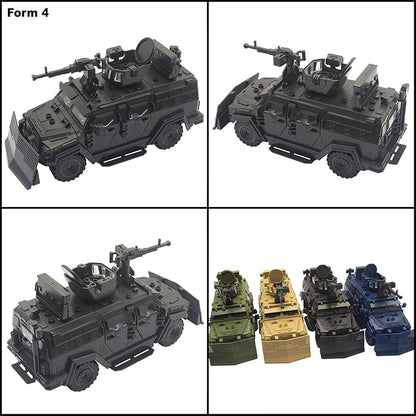 Military Vehicle Building Toy Armored Vehicle Building Block Toy Army Battle Brick Military Car Model Toys for Age 6 7 8 9 10 11 12+ Accessories Compatible with Major Mini Figure (Black)