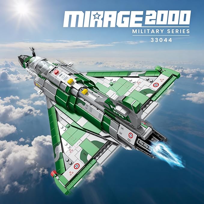 Reobrix Mirage 2000 Fighter Jet Building Kit for Adults and Teens 1012 PCS Military Airplane Model Set STEM Aircraft Toy with Openable Cockpit &amp Retractable Landing Gear Display Collectible Gif