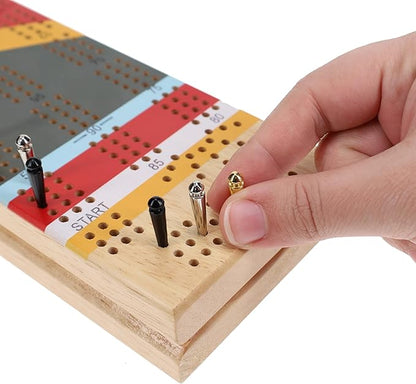 Canoe Cribbage Board Game Set Camp Nautical Print Continuous 3 Track Travel Cribbage Boards Unique Wooden Board Games for Adults 9 Metal Cribbage Pegs 12 Inches
