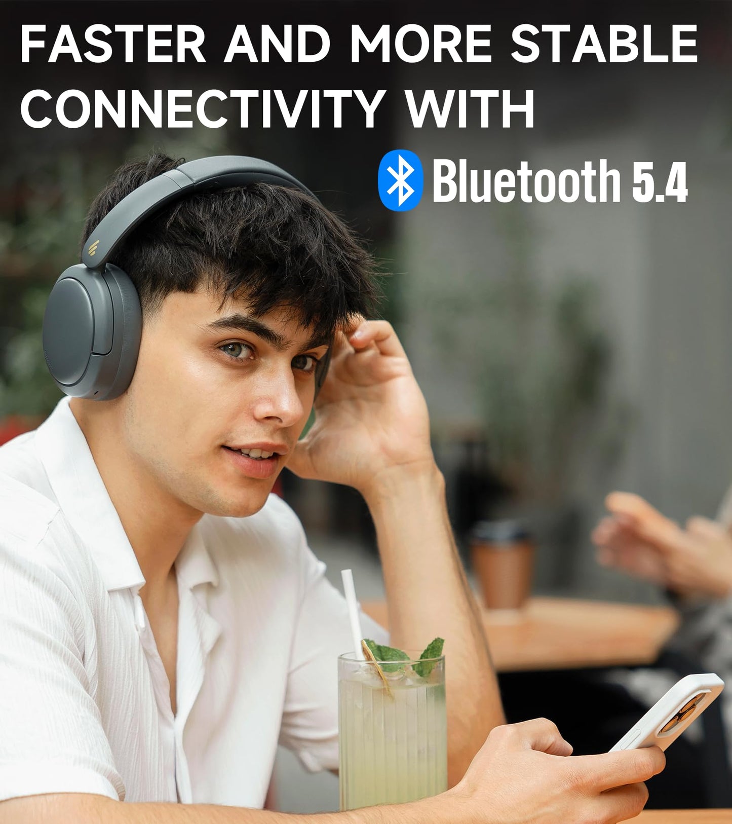 Edifier W800BT Pro Hybrid Active Noise Cancelling Headphones - Hi-Res Audio - AI Call Noise Cancellation - 45H Playtime - Fast Charging - Foldable - Wireless Over-Ear Bluetooth 5.4 Headphones - Gray