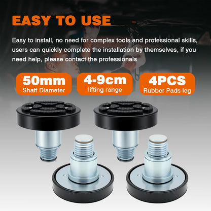 atsuch 50mm 4pcs Shaft Screw Up Car Lift Feet Pads Compatible with Bendpak Maxjax 2 Post Lift w/Rubber Bracket, 4-9 cm Heightened Car Lifts Bridge Jack Car Heightening Feet Tray (50mm 4pcs)