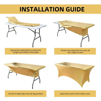 ZarzaaSik 6-Pack 4ft Spandex Table Covers for Rectangular Folding Tables - Wrinkle Resistant Stretch Tight Table Cloths - Ultimate Fitted Table Protector for Parties, Trade Shows, and Wedding