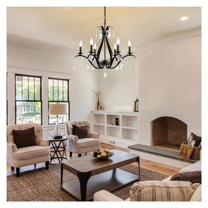 Modern Chandelier for Dining Room Living Room K9 Crystal Pendant Lighting Candle Chandeliers Home Decoration Light Fixtures,Comfortable Lighting