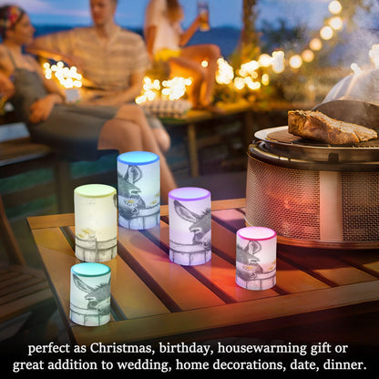 Black White Donkey Flowers Wooden Flickering Flameless Candles LED Battery Operated with Remote Timer Pillar Candles for Home Birthday Wedding Christmas Decor, Set of 2