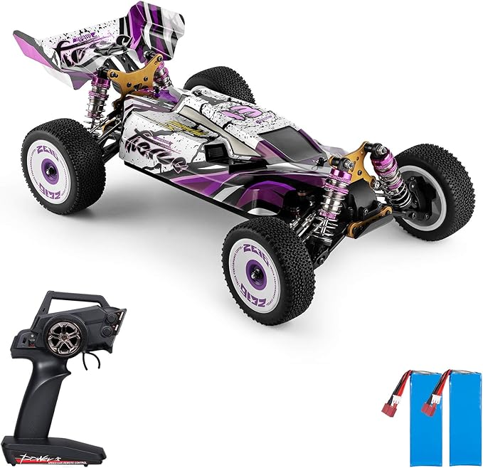 GoolRC WLtoys 124019 RC Cars 1/12 Scale 2.4GHz Remote Control Car for Adults 60km/h High Speed Racing Vehicle 4WD Off-Road RC Buggy Car with Aluminum Alloy Chassis and 2 Batteries