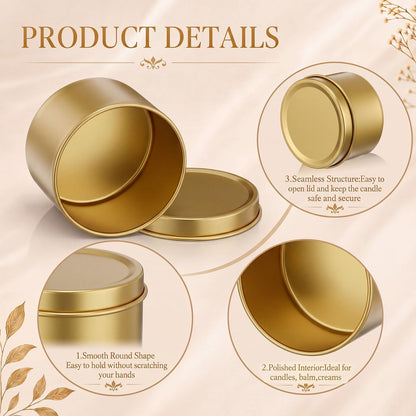 Suclain 100 Pack Gold Candle Jars for Making Candles Bulk, 3oz Mini Empty Candle Tins with Lids Heatproof Tinplate Metal Candles Containers for DIY Making, Arts & Crafts, Sample Storage, Party Gifts
