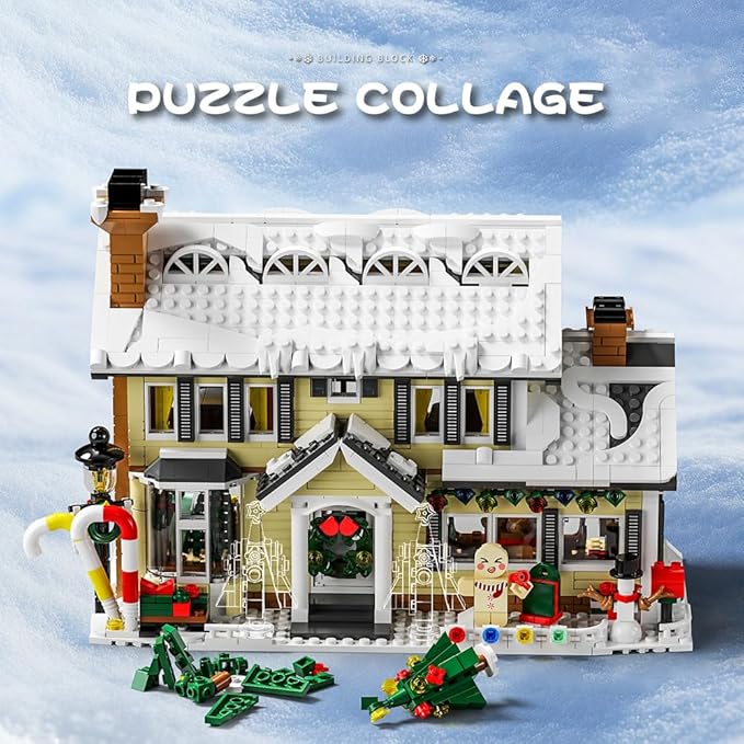 Winter Christmas Holiday House Building Set Holiday Village Blocks Christmas House Gifts for Adults and Teen (1431pcs)