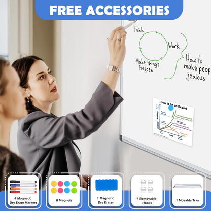 WALGLASS 3 Pack White Board, 24" x 18" Double-Sided Dry Erase White Board for Wall, Hanging Mounted Whiteboard, Horizontal or Vertical Silver Aluminium Frame for Home, School, Office, Kitchen