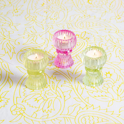 Talking Tables Small Light Green Glass Candle Holder for Candlesticks or Tea Lights | Decorative Easter Table Decorations, One Size, (Boho-GRN-SMLCNDLHOLD)