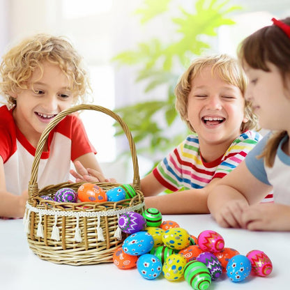 JOHOSEEK Plastic Easter Eggs Fillable, 36 PCS Printed Bright Easter Eggs Empty, Colorful Eggs for Easter Gifts Party Favors Eggs Hunt, Easter Basket Stuffers, Plastic Eggs Bulk
