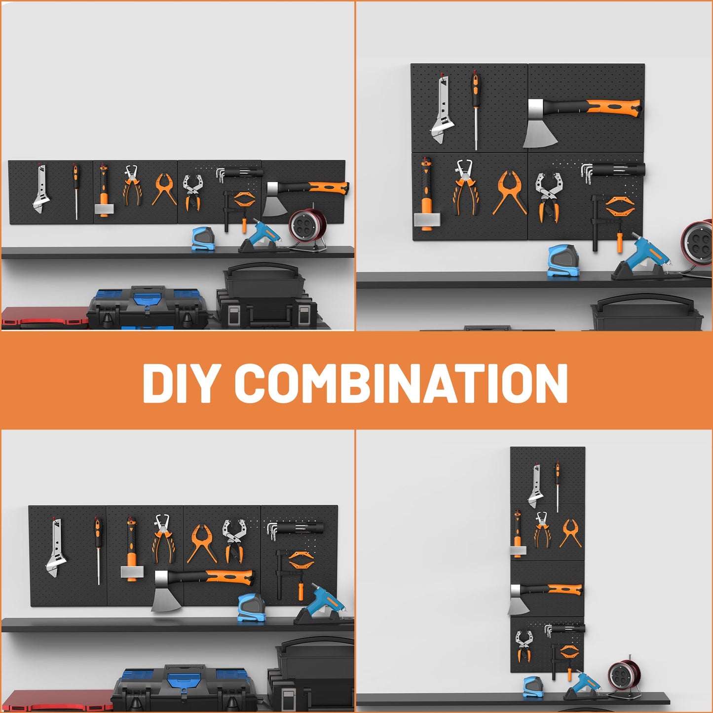 Ultrawall Metal Peg Board Panels with Hooks, Pegboard Wall Tool Organizer for Garage, 74pcs Peg Board with Accessories, 16"X12"
