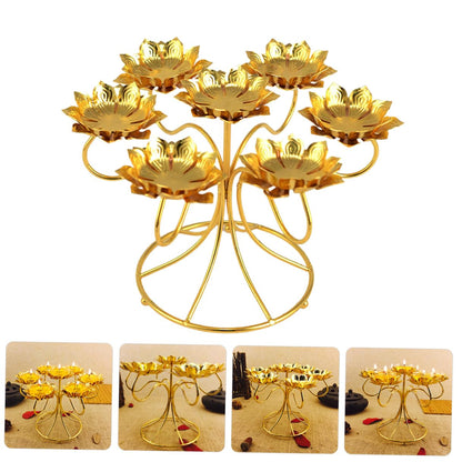 Lurrose Metal Lotus Shaped Tealight Candle Holder Alloy Heat-Resistant Candle Stand Not Easy to Deform for Bedroom and Living Room Furniture Decoration