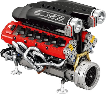 Reobrix V12 Engine Building Kit for Adults 65° V-Angle Supercar Engine Model with Motor Precision Mechanical Model Engines Kit for Display &amp Collection STEM Gift for Car Enthusiasts