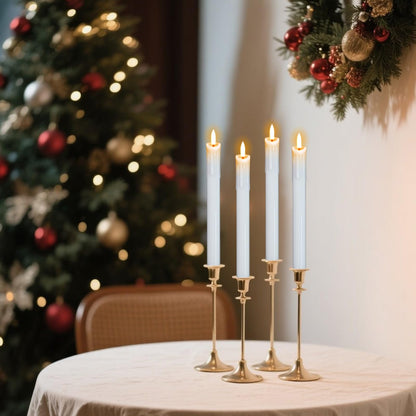 DRomance Dripping Flameless Taper Candles Flickering with Remote and Timer Battery Operated LED Taper Candle Real Wax 3D Wick Dinner Wedding Christmas Holiday Indoor Decor(6 Pack White, 0.78" x 9.7")
