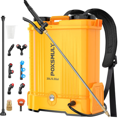 Battery Powered Backpack Sprayer for De-walt 20v Max Battery, 5.3 Gallon, 100 PSI Electric Weed Sprayer, Yard Graden Sprayer with Telescopic Wand, 7 Nozzles, Backpack Sprayer 20v(Battery Not Included)