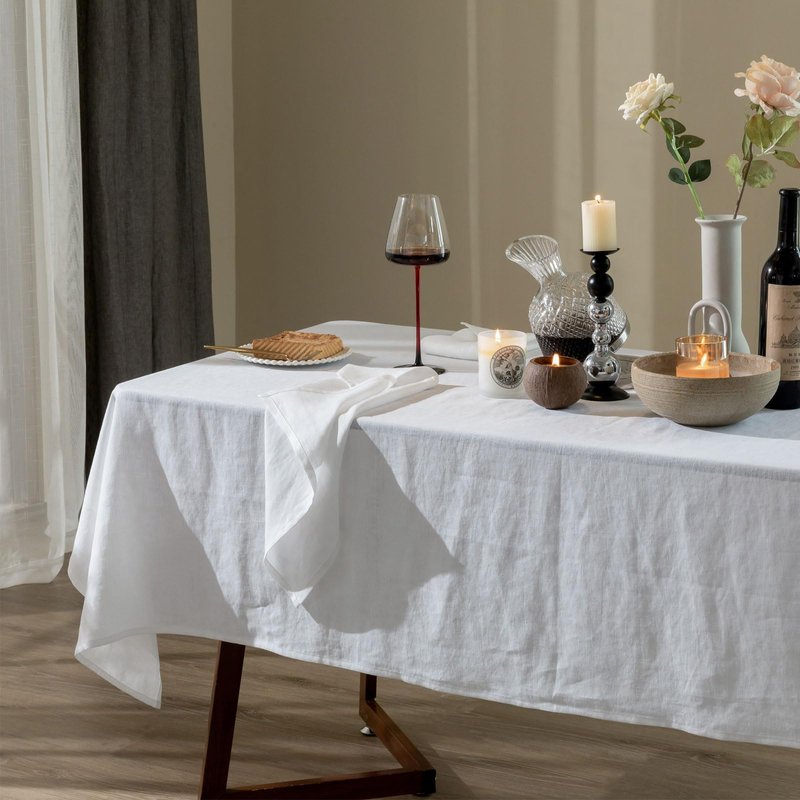 Talasily Linen Tablecloth 100% Pure Linen Table Cloth 60x120 Inches Rectangle Tablecloths Washable Cloths for Kitchen, Dining, Buffet Parties, Holidays, Picnic, Weddings and Restaurants-White