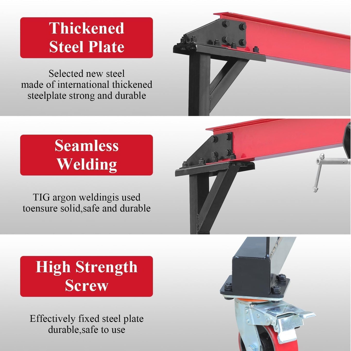 2.5/2/1T Adjustable Gantry Crane, 2200/4400/5500LBS Loading Capacity, Adjustable Height from 100.4 in to 147.6 in, Portable Shop Lift Hoist, for Factories, Construction Site, Warehouse, Car Repair