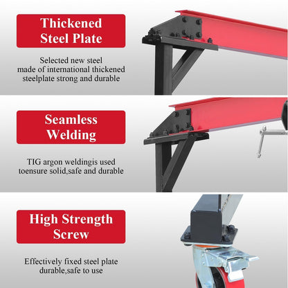 2.5/2/1T Adjustable Gantry Crane, 2200/4400/5500LBS Loading Capacity, Adjustable Height from 100.4 in to 147.6 in, Portable Shop Lift Hoist, for Factories, Construction Site, Warehouse, Car Repair