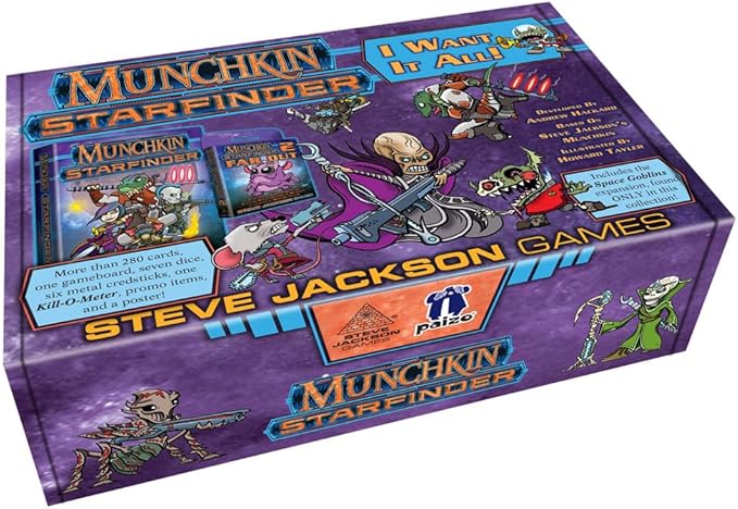 Munchkin Starfinder I Want It All! Board Game Set | Board Game for Adults Kids &amp Family | Fantasy Adventure Roleplaying Game | Ages 10+ | 3-6 Players | Average Play Time 120 Min | Steve Jackson G