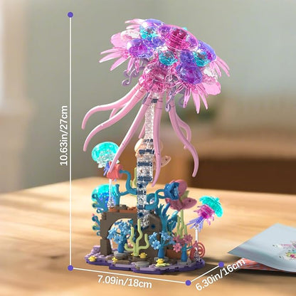 Enchanted Jellyfish Building Kit with Halloween &amp Christmas Festive Vibes 526 Pcs Underwater Creature Building Blocks Set (presale)