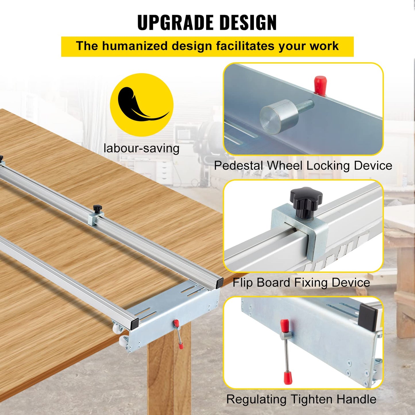 VEVOR Router Sled, 64 inches / 162.6cm Width, Slab Guide Jig for Woodworking with Locking Function, Portable and Easy to Adjust, Trimming Planing Machine for Wood Flattening, Home DIY