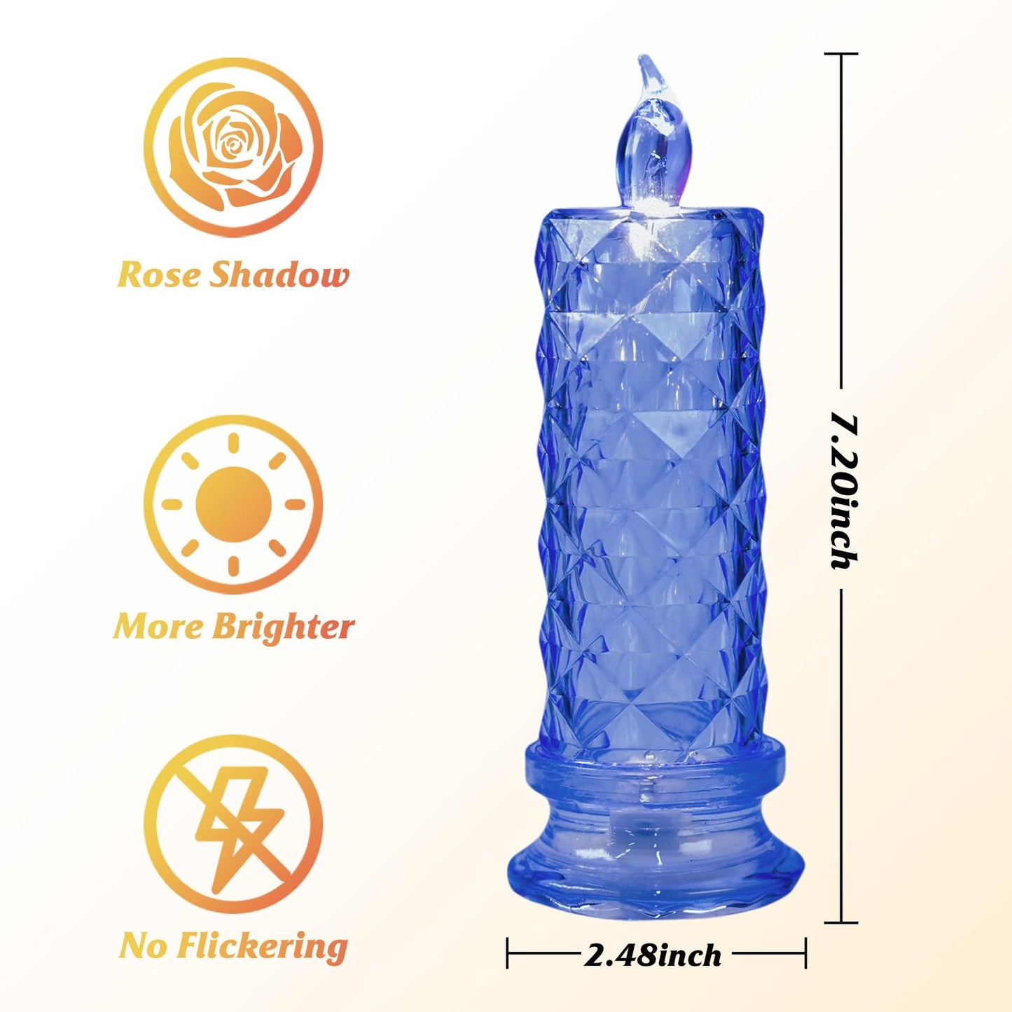 SupBri LED Candles, 4Pack Battery Operated Candles with Rose Light Halo, Romantic Flameless Pillar Candles for Valentines Halloween Decorations(Blue, D 2.5" x H 7.2")