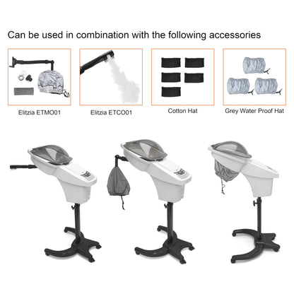 Elitzia Hair Steamer for Black Hair Deep Conditioning Professional Ozone Hair Steamer for Salon Shampoo Bowl Nano Micro Mist Steam for Natural Hair with Hooded ET1408W7C White 7-Color Light