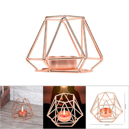 Geometric C and le Holder,Metal Nordic C and lestick,Centerpieces for Wedding, Home Decor Ceremony and Anniversary,C and lestick for Home Tabletop Art Deco(Rose Gold)